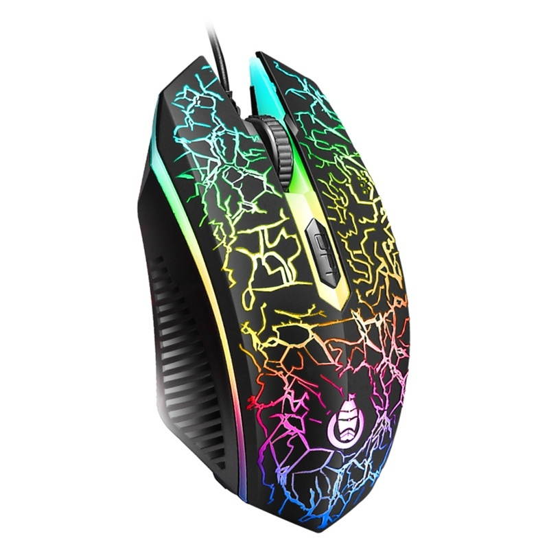 SHIPADOO 1600 DPI Three-speed Adjustable Four-button Cool Colorful Respiration Light Gaming Wired Mouse
