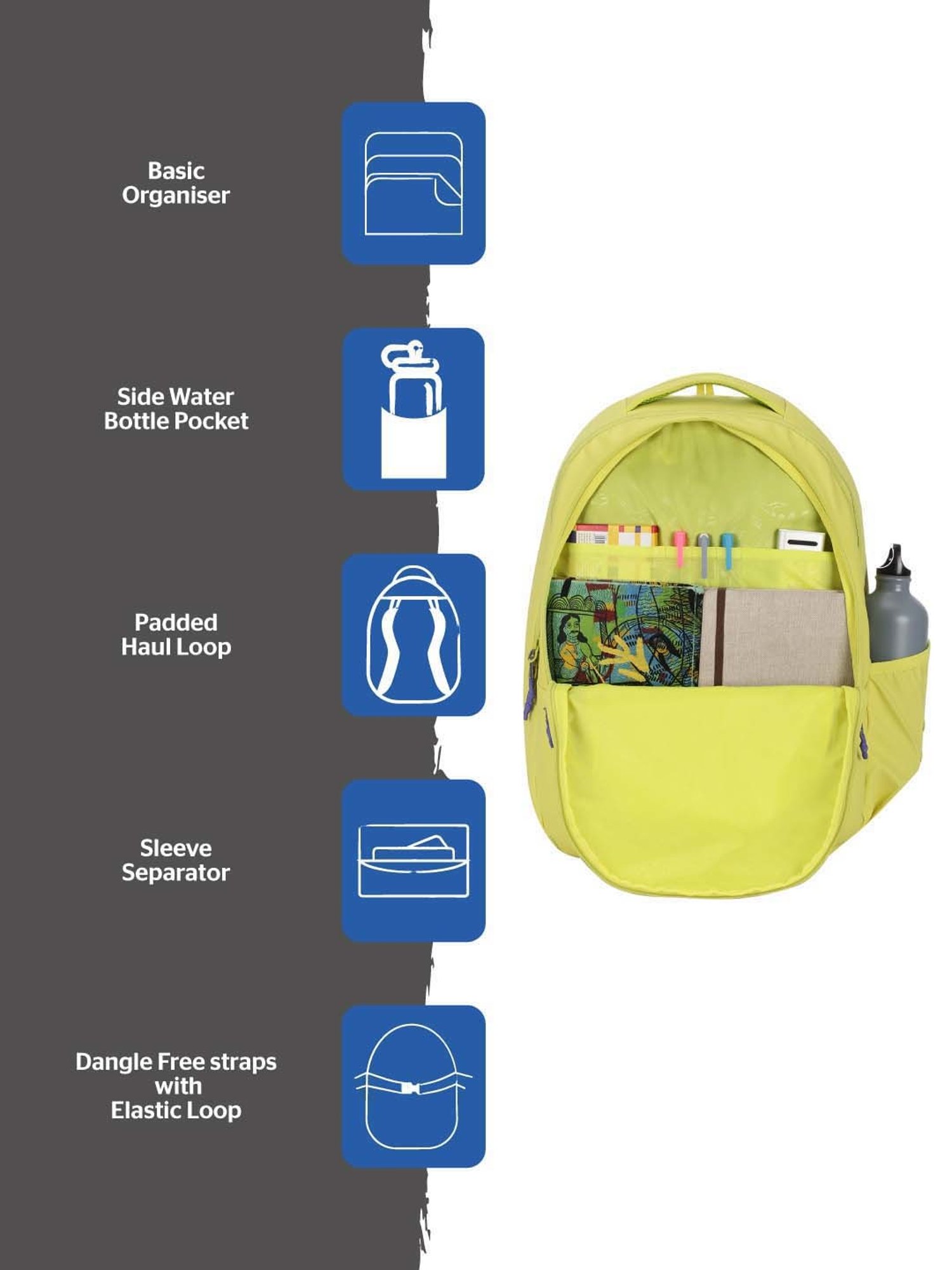 Wiki 27.5 Ltrs Green Medium Backpack