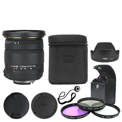 Sigma 17-50mm f/2.8 EX DC OS HSM Zoom Lens for Nikon DSLR + Deluxe Accessory Kit