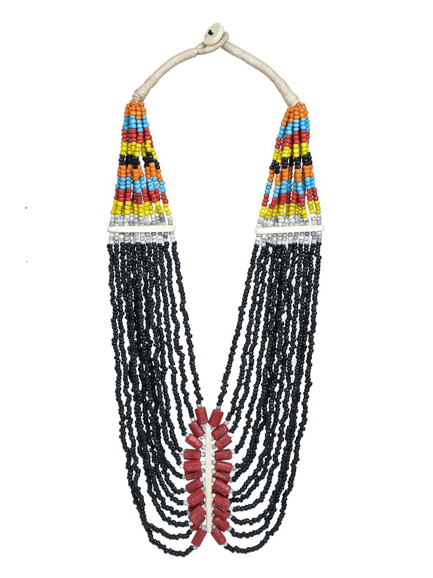 Imli Street Multicolor Vintage Naga Beaded Tribal Necklace