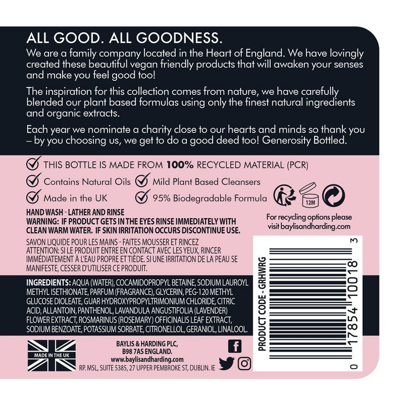 Baylis & Harding Hand Wash Soap Rose and Geranium - 16.9 fl oz