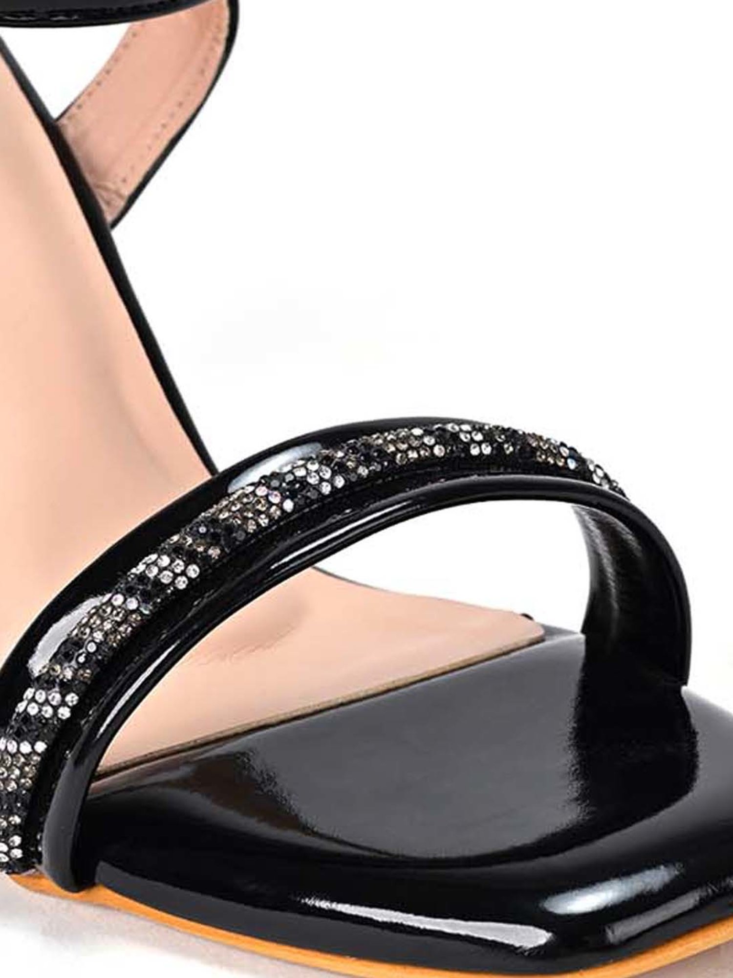 Scentra Women's Black Ankle Strap Sandals