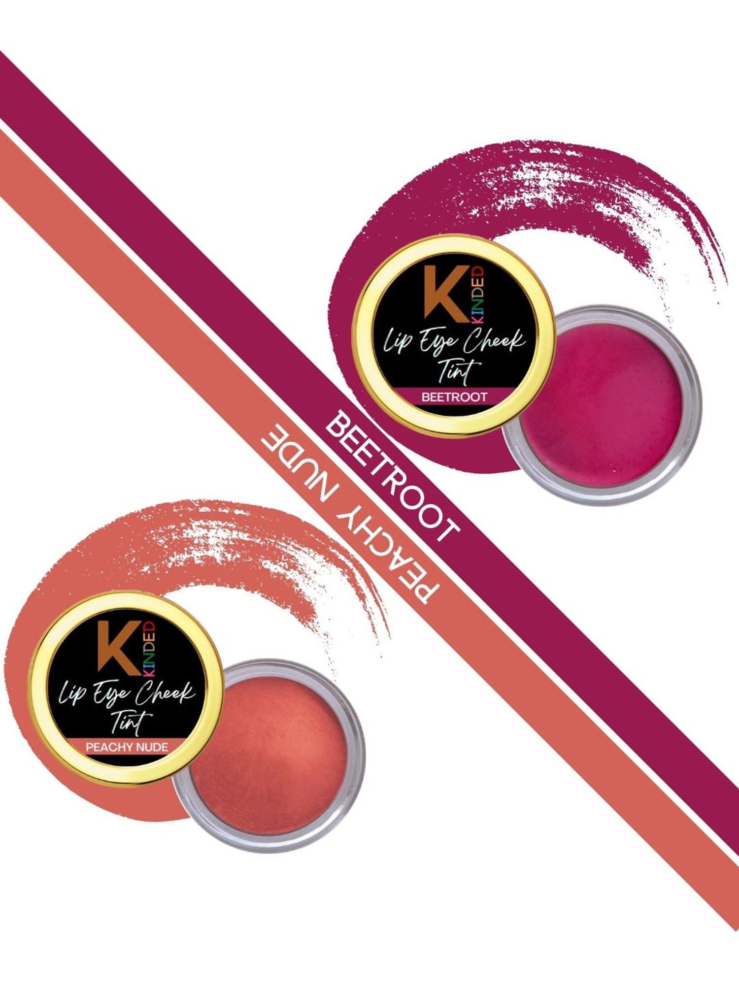 KINDED Lip Eye Cheek Tint Beetroot & Peachy Nude Combo