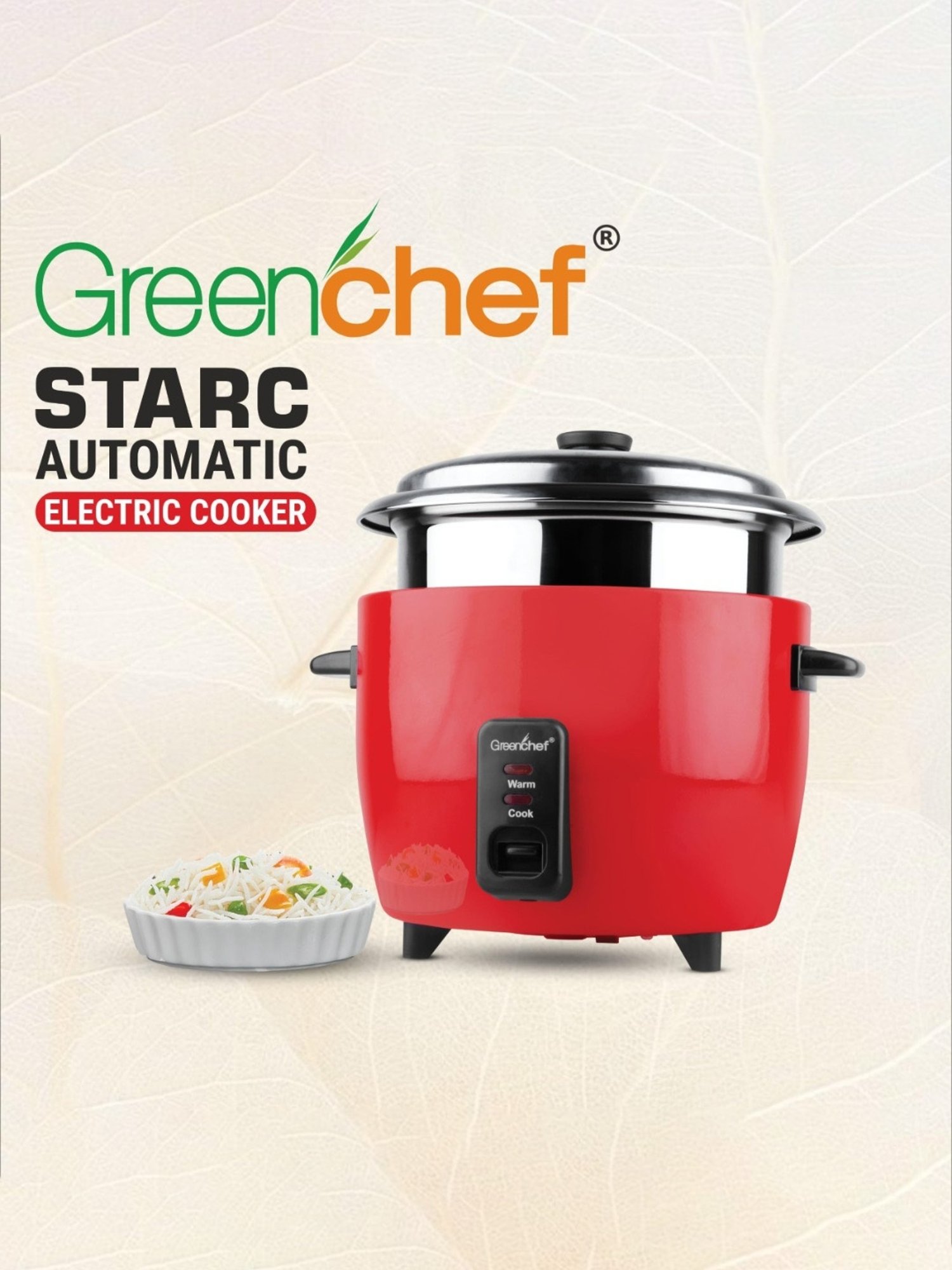 Pigeon Rice Cooker 700W, 1.8L with Single pot & Measuring Cup (Red)