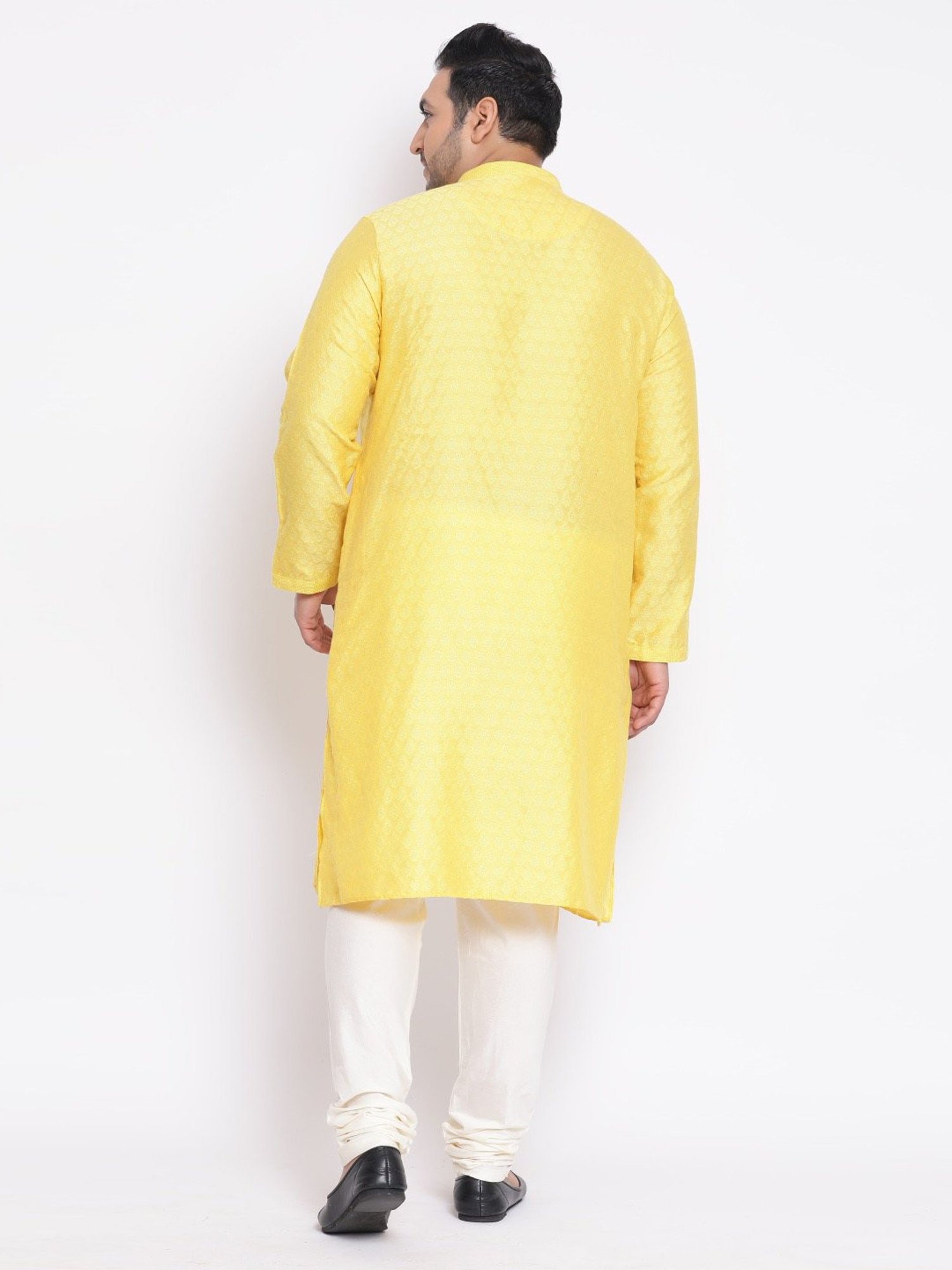 KISAH PLUS Yellow Regular Fit Jacquard Kurta Bottom Set