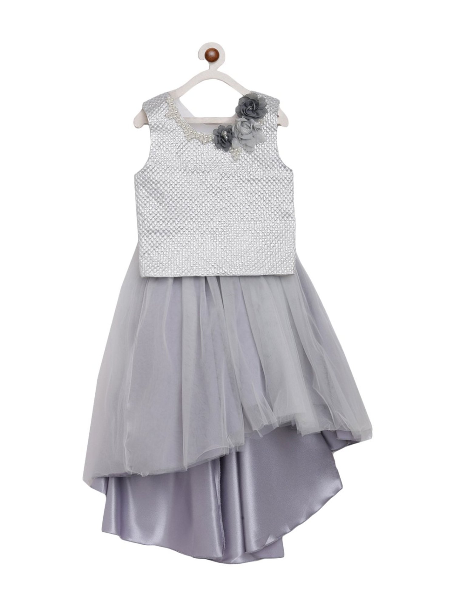 Butterfly Blush Kids Grey Applique Dress