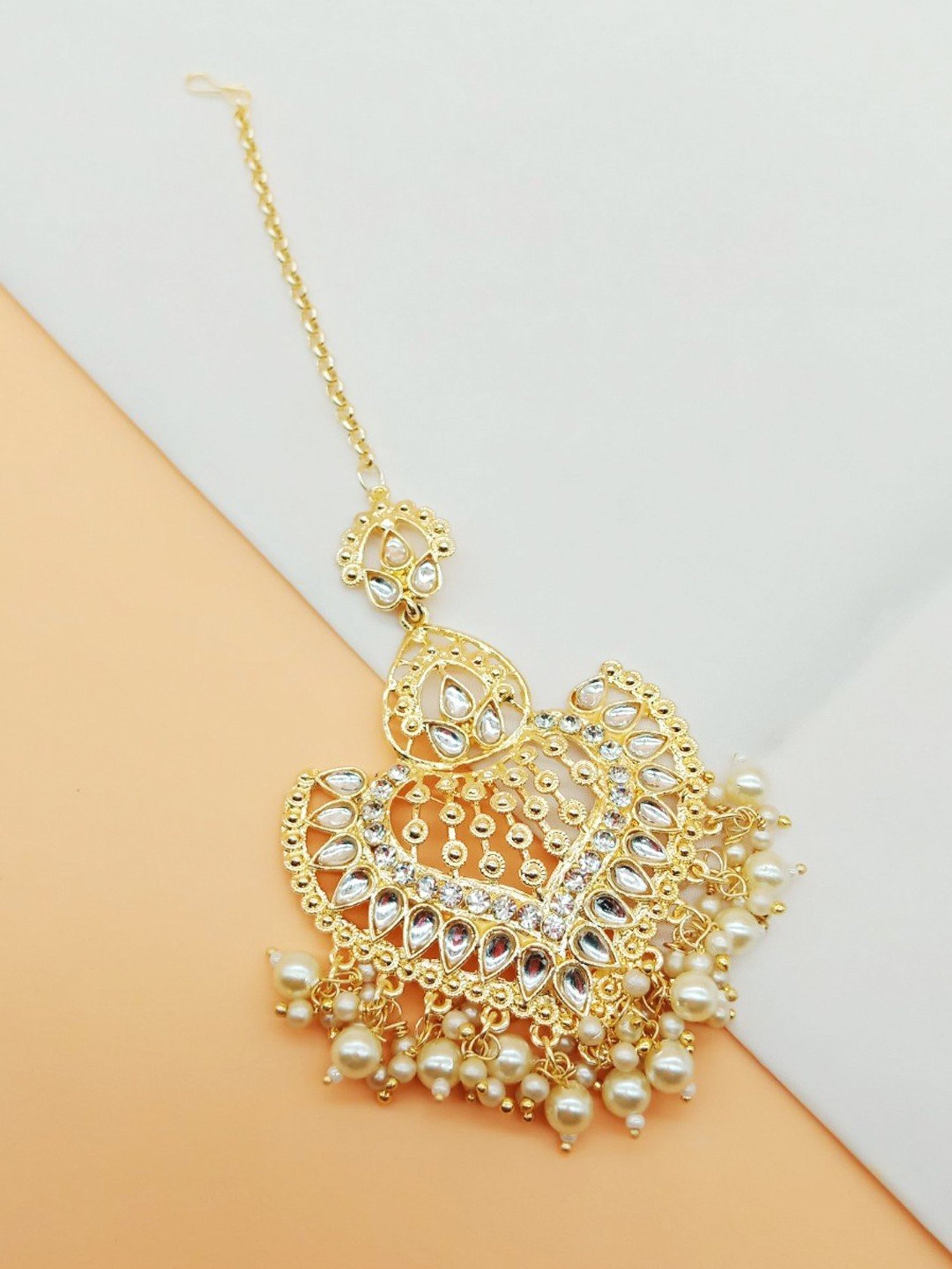 Oomph Gold Jadau Kundan Large Maang Tikka