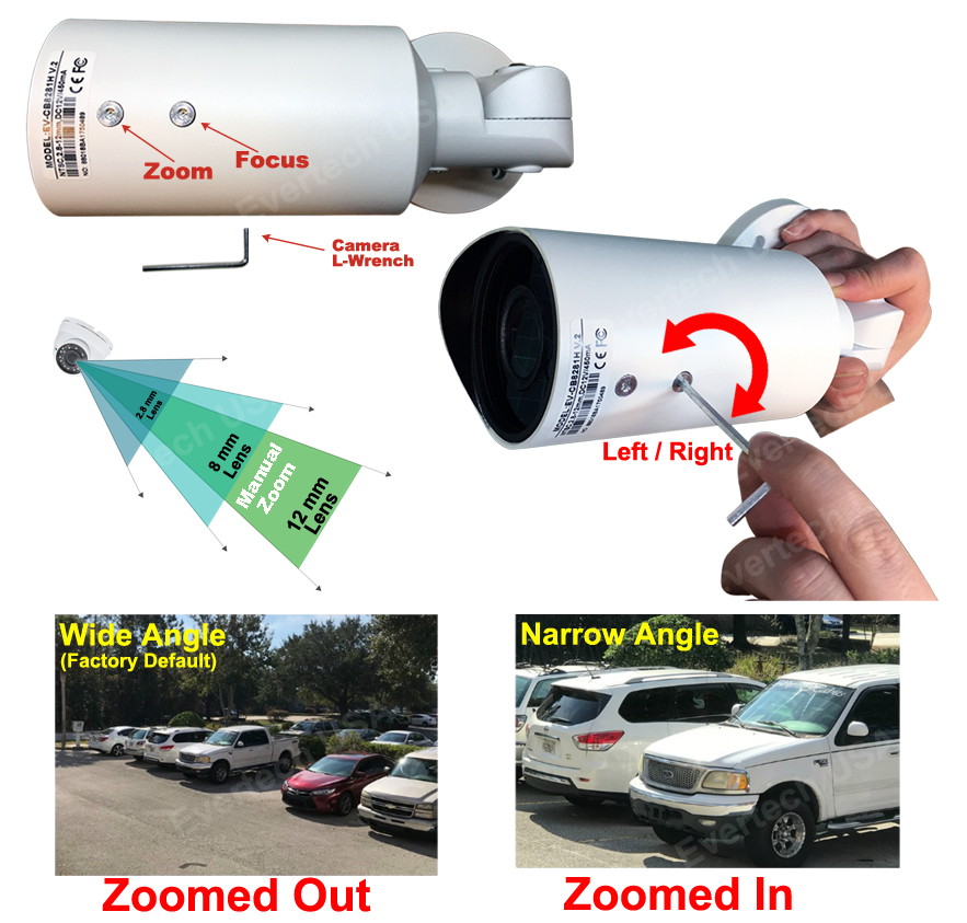 Evertech 1080p Bullet Security Camera Set with 25ft pre-Made Cable and 1000mA Adapter