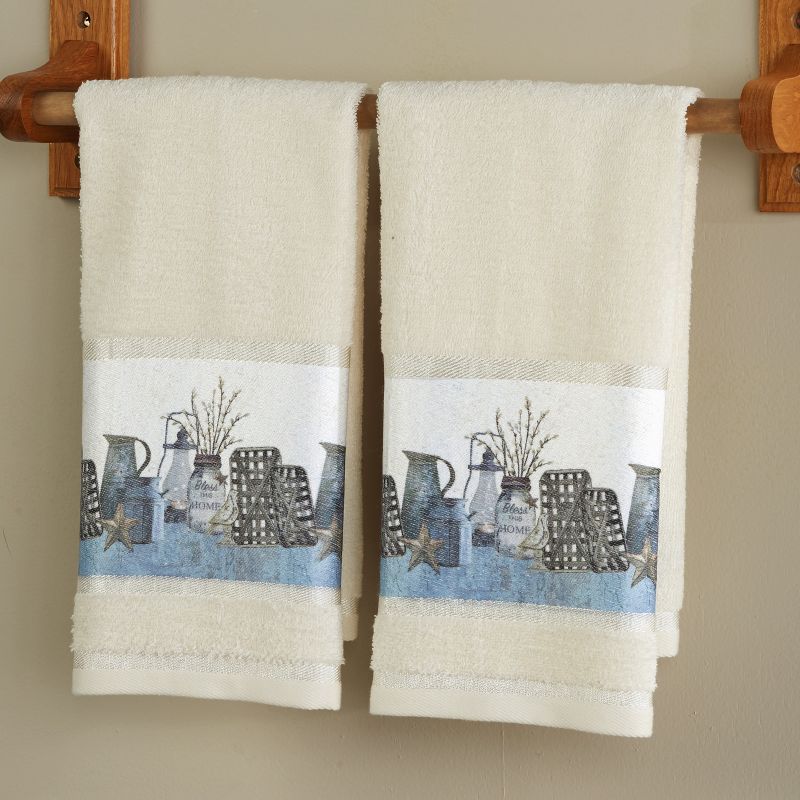 Lakeside Hand Towels - Farmhouse Bathroom D'ecor - Rustic Country Bathroom Accessory - Set of 2