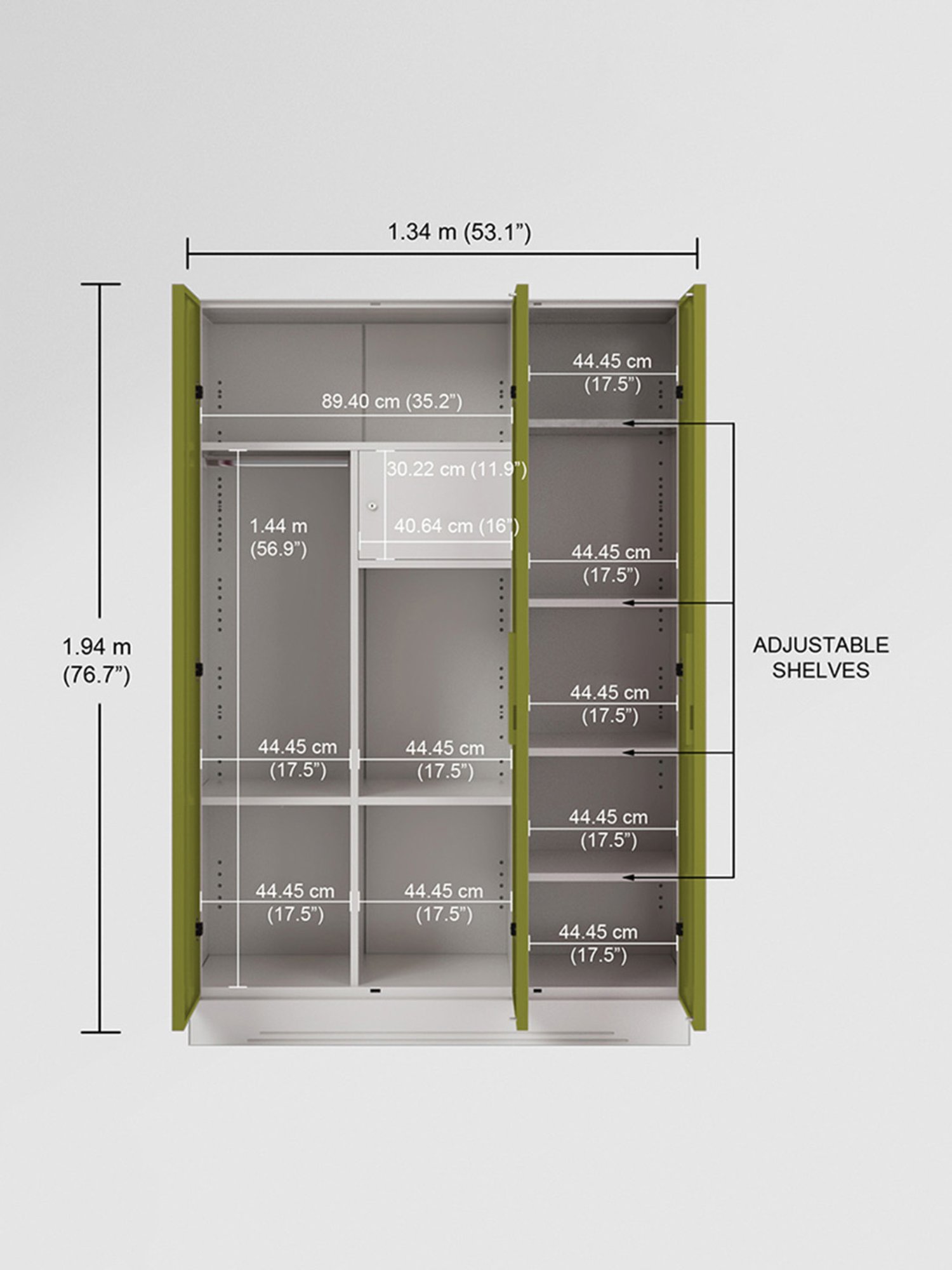 Godrej Interio Slimline 3-Door Steel Almirah, Tex Green Leaf (1-Year Warranty, 1 Locker)