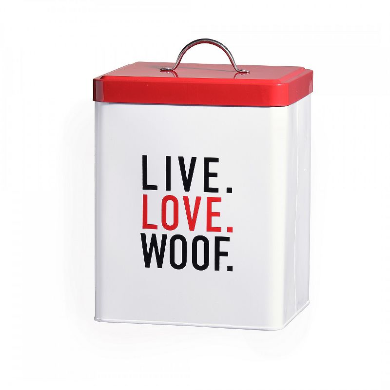 Amici Pet Live Love Woof Metal Food Canister, 208oz