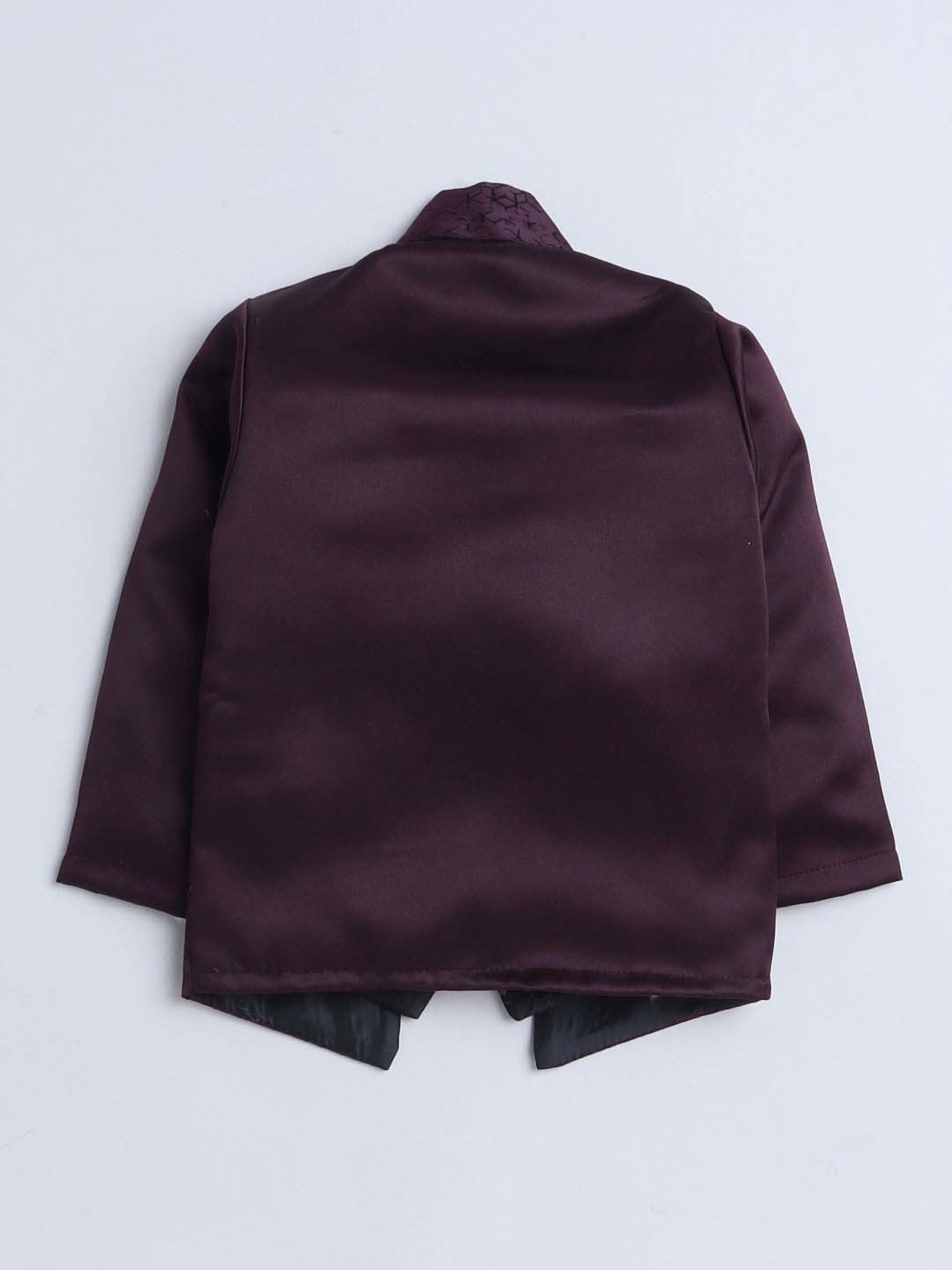 Fourfolds Boys Wine Solid Full Sleeves Clothing Set