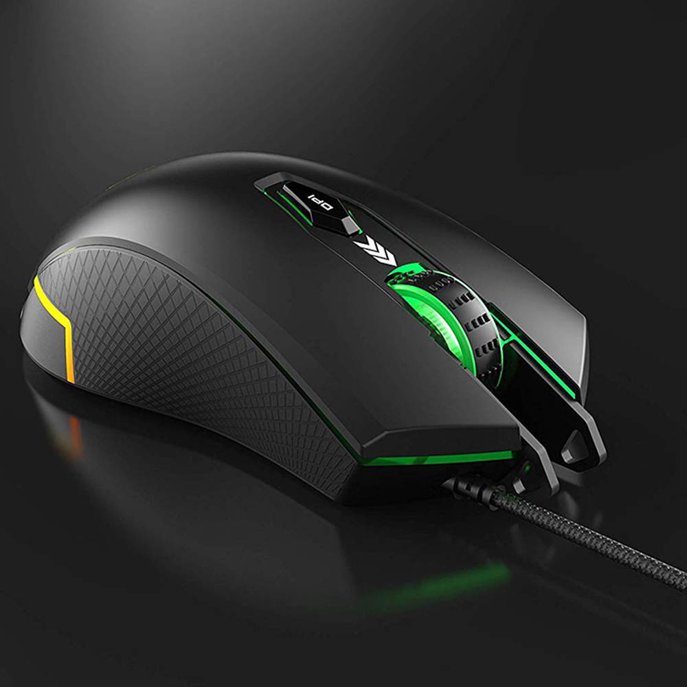 RGB Gaming Mouse, 3000 DPI 6 Programmable Buttons,  7 Keys Ergonomic RGB Backlight, Ergonomic Computer Mouse for Office Games and Daily Use, Black