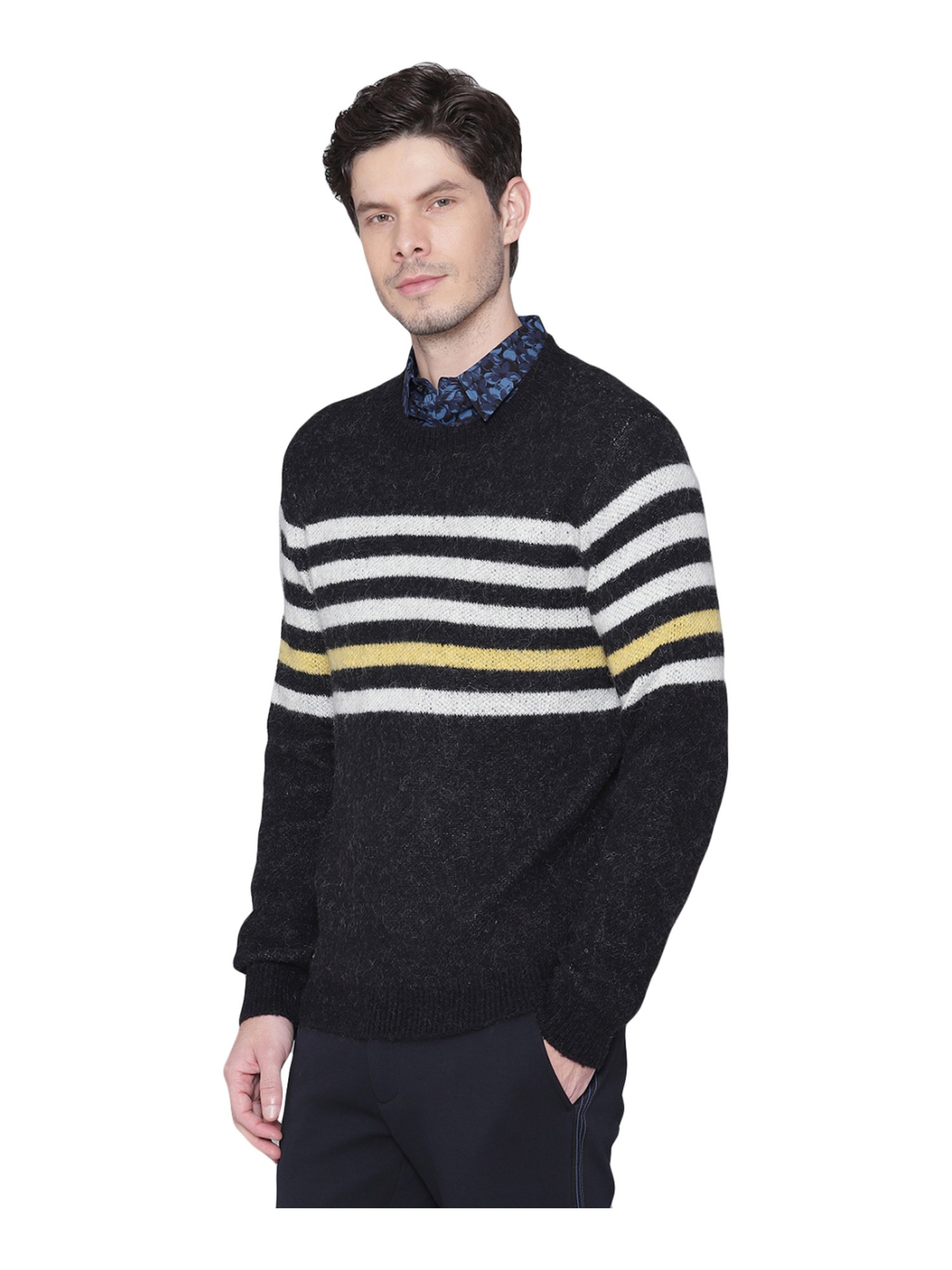 Antony Morato Black Regular Fit Striped Sweater