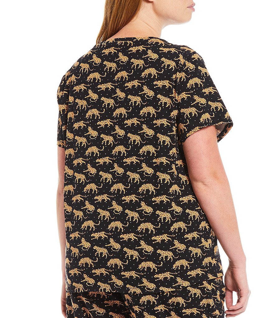 Sleep Sense Plus Leopard Print Jersey Knit Coordinating Sleep Tee