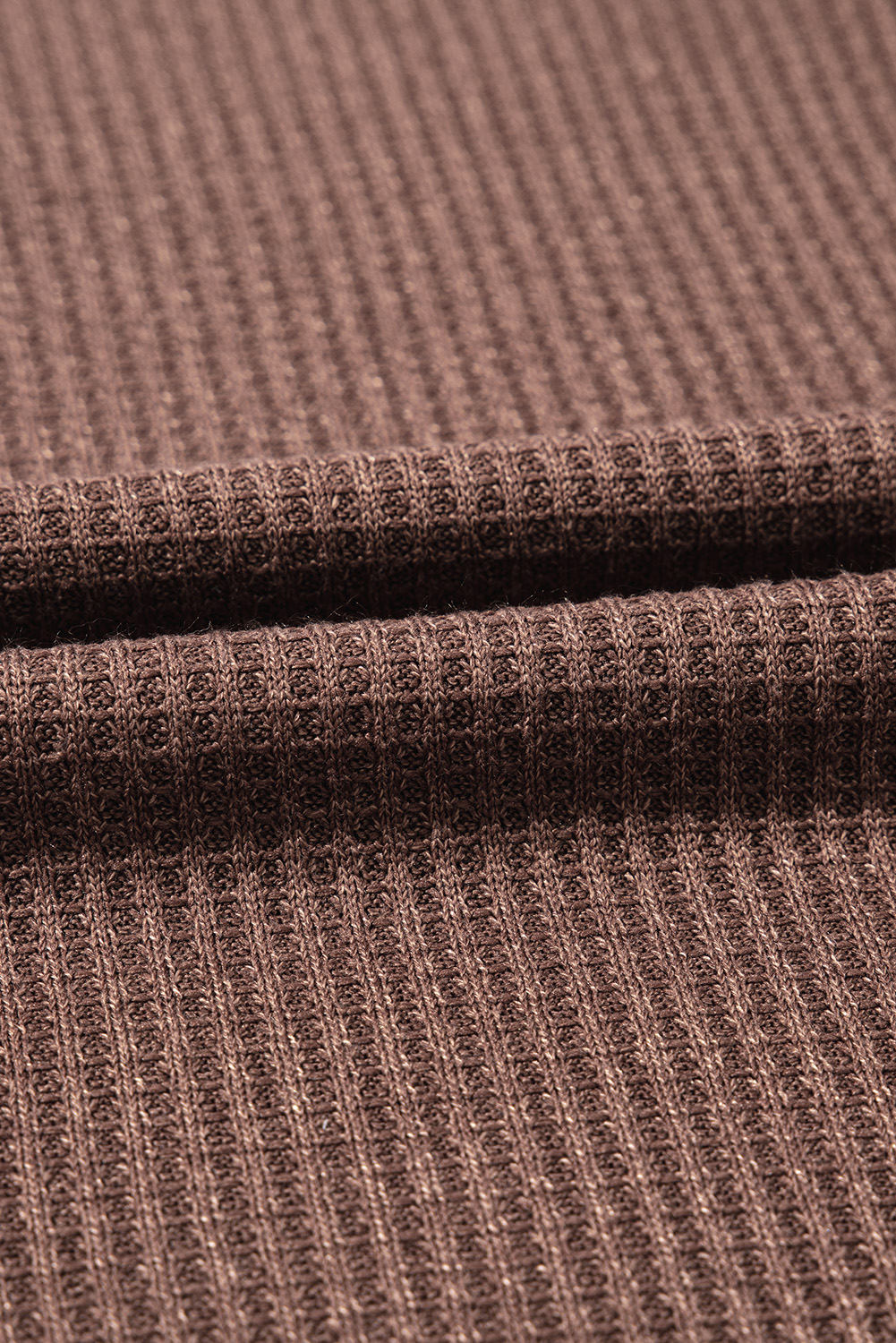 Coffee Ruffle Floral Sleeve Patchwork Waffle Top