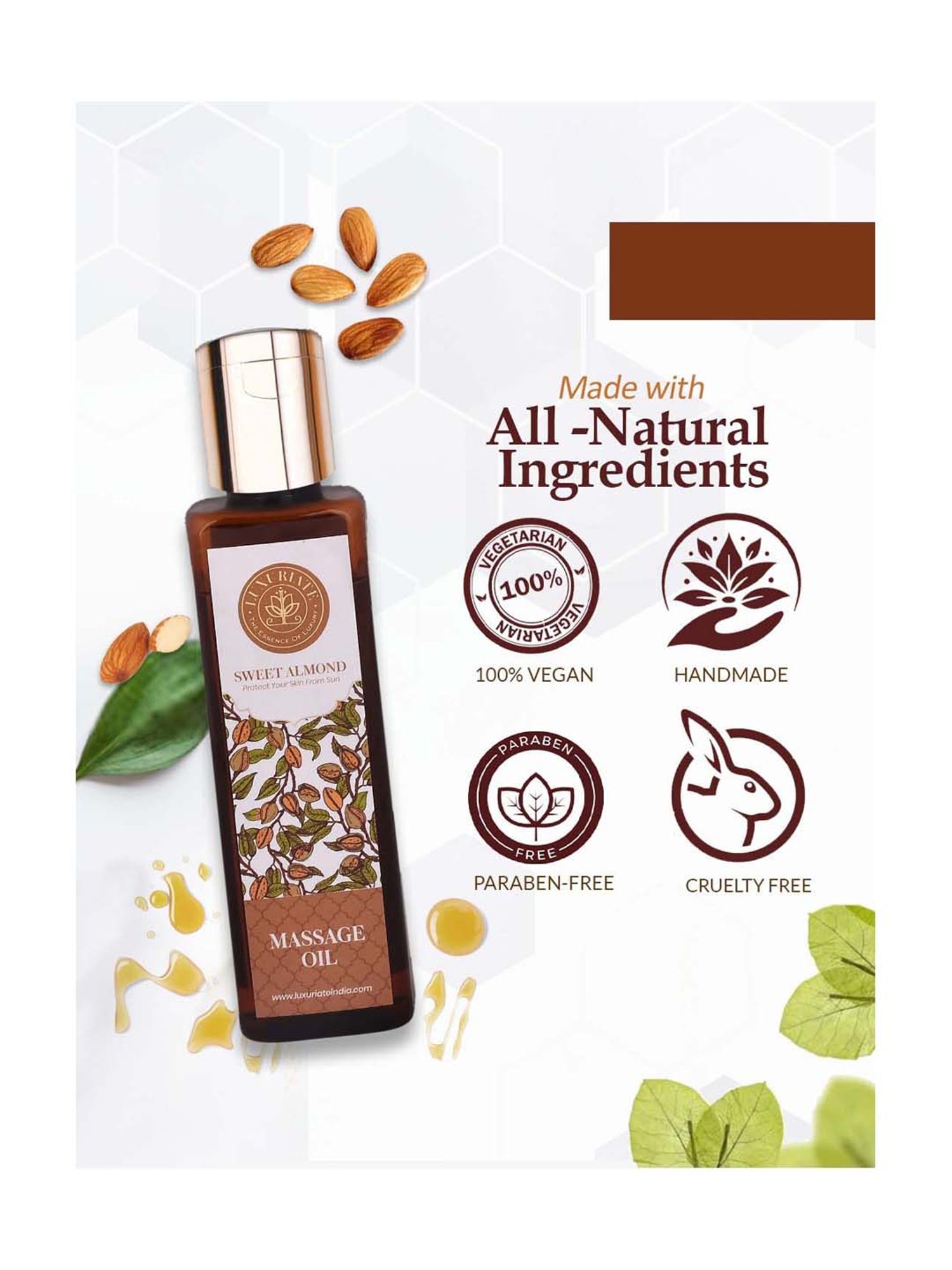Luxuriate Sweet Almond Natural and Herbal Massage Oil - 100 ml