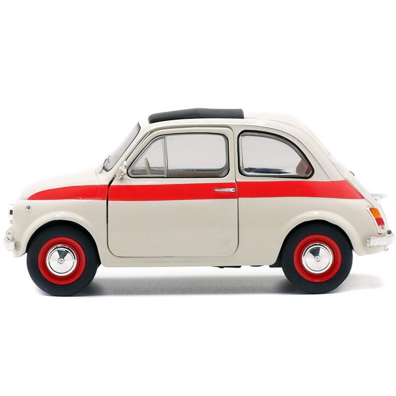 1960 Fiat 500 L Nuova Sport Cream with Red Stripes 1/18 Diecast Model Car by Solido