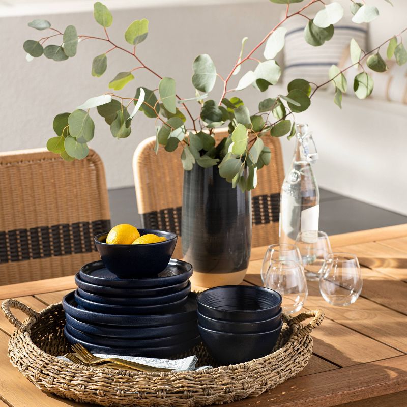 10.6" 4pk Stoneware Glazed Dinner Plates Blue - Threshold™ designed with Studio McGee