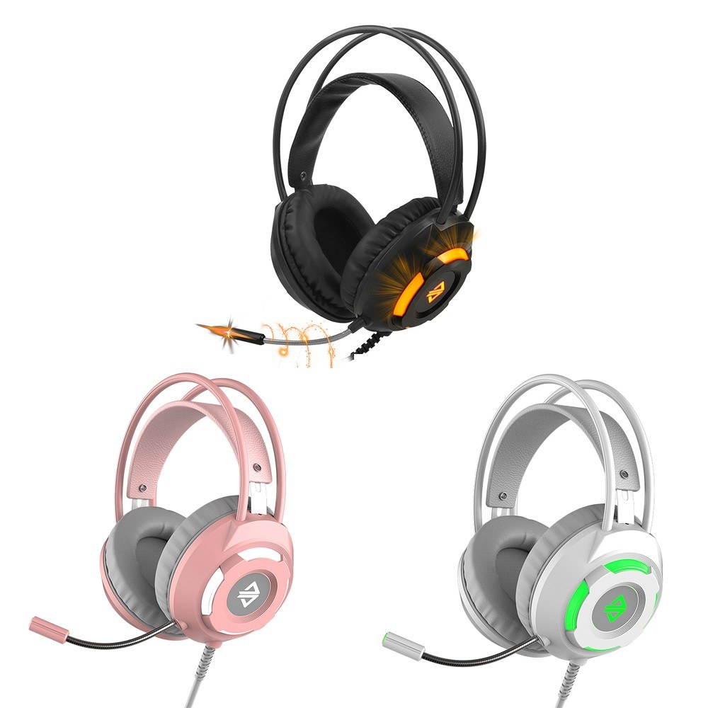 Luminous Gaming Headset 3.5mm Audio USB Connector 50mm Surround Bass Sound Music Headphone Omnidirectional Microphone Soft Breathable Earmuffs Earphones for Computer Office