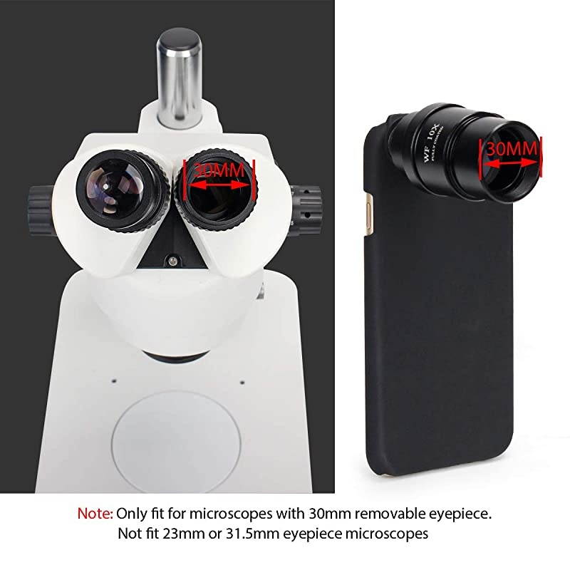 Lens Adapter with WF10X Eyepiece for Eyepiece Tube 30mm, Smartphone Camera Adaptor for iPhone 6/6S