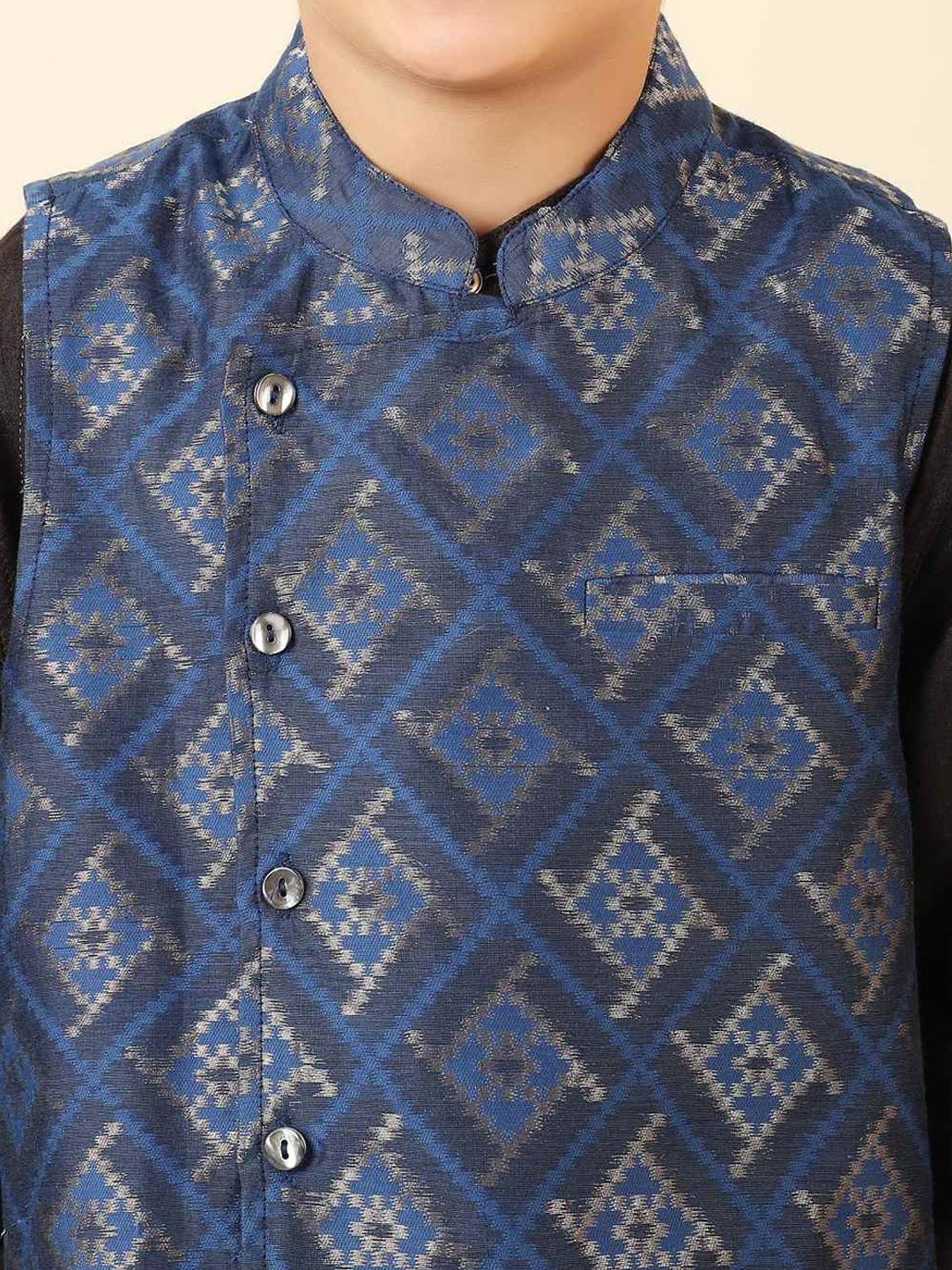 Fabindia Kids Blue Printed Jacket