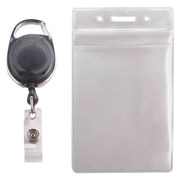 Advantus Badge Reel Holder Combo Pack - Vinyl - 10 / Pack - Black/Clear  AVT91129