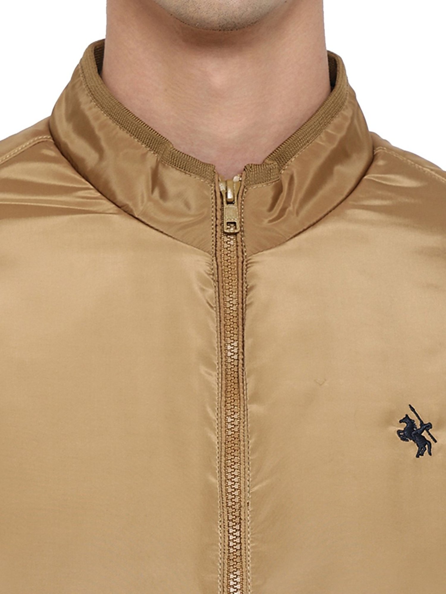 Cantabil Khaki Regular Fit Mock Collar Jacket