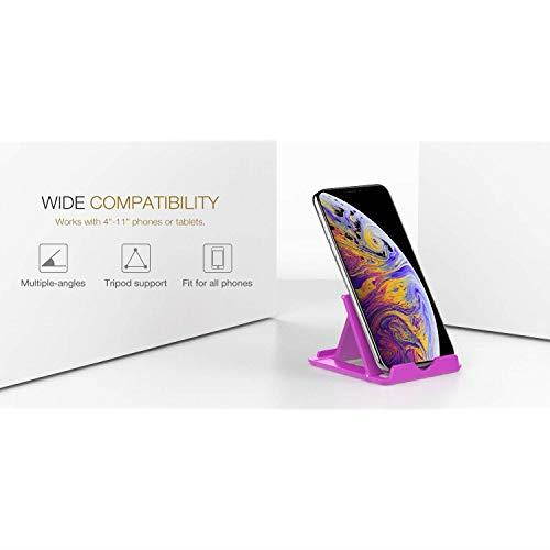 PhoneTablet Stand Foldable Desktop Holder for Devices611 Fit iPhone 11 Pro Max11 Pro11 iPad 102 2019 iPhone XsXs MaxXrX iPad Air 3 Mini 5 Galaxy Note 10 Plus PurpleSmall Size