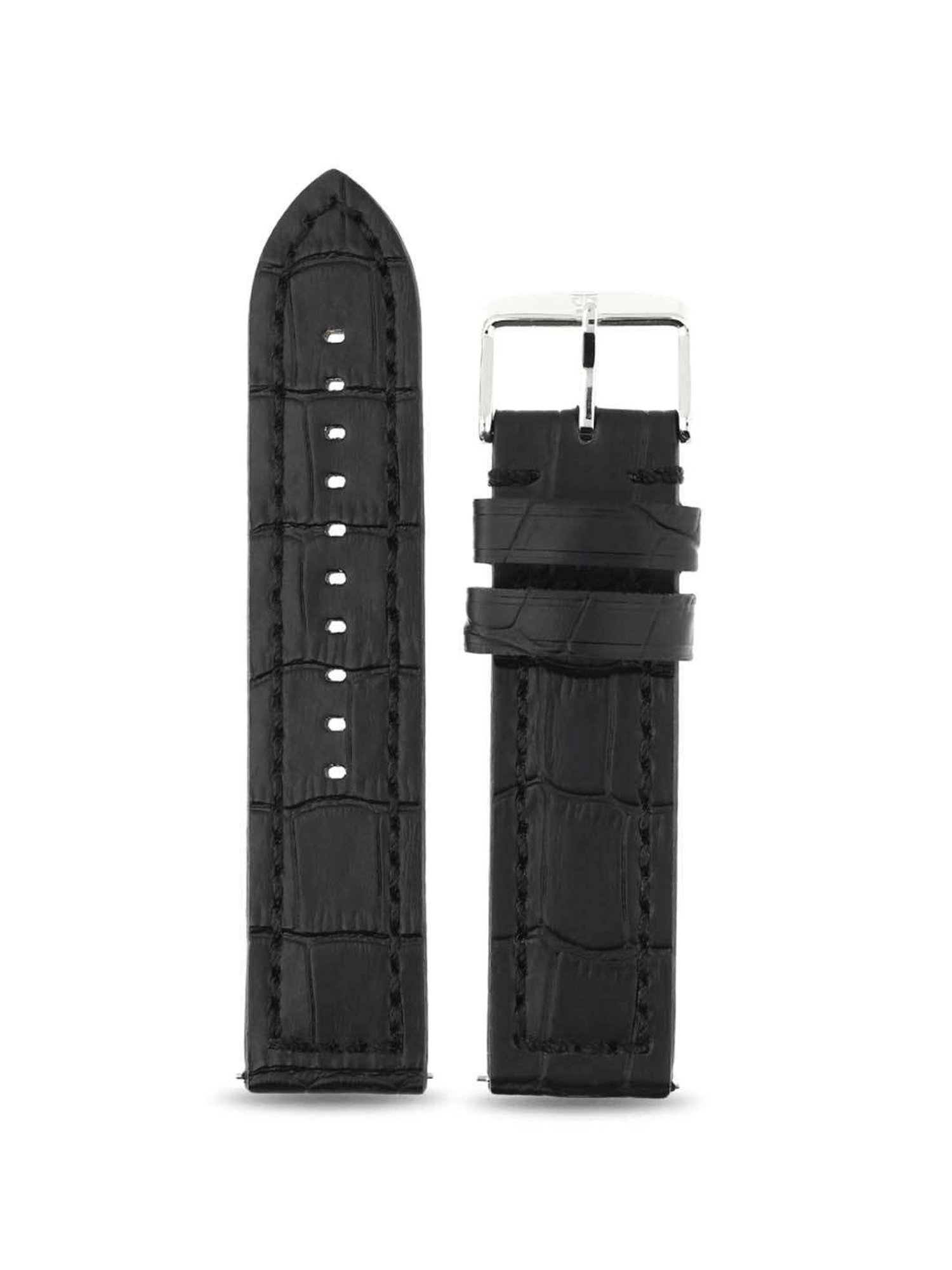 Titan 22 mm Black Genuine Leather Strap for Men