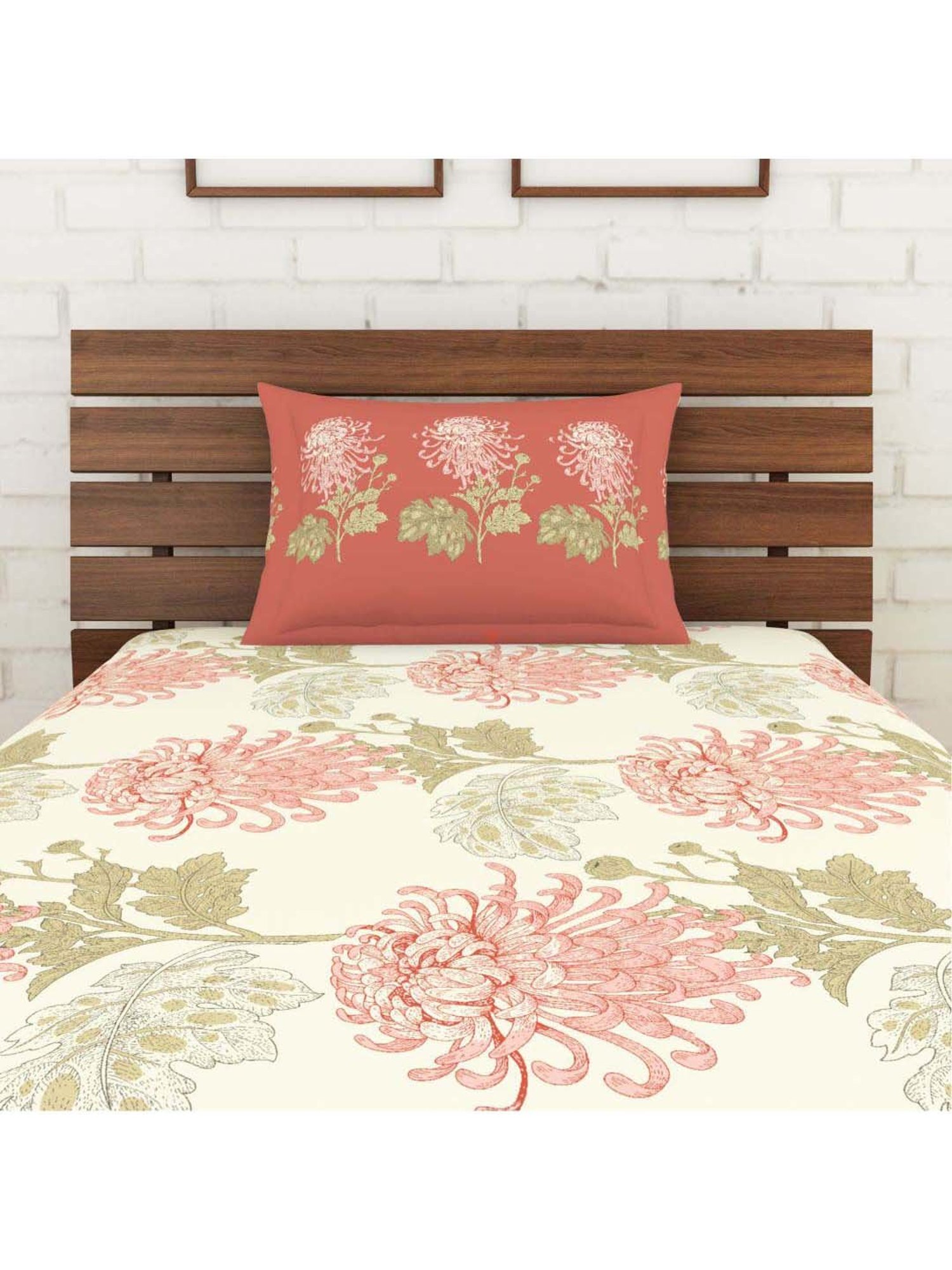 Spaces Atrium Coral Cotton 144 TC Bed Sheet Set