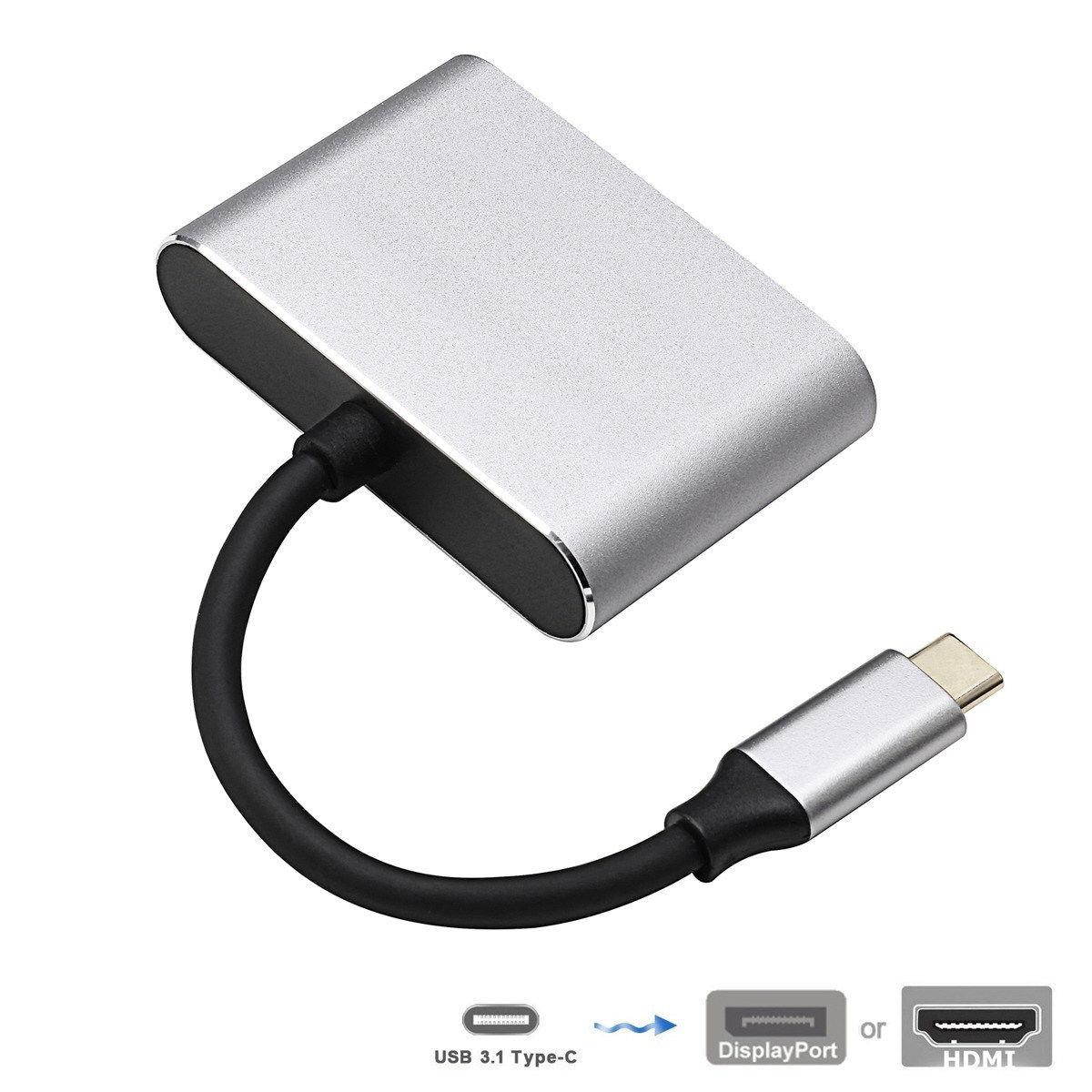 USB 3.1 USB-C to HDMI 4K 30Hz / DisplayPort DP Video Converter Adapter White for New Macbook