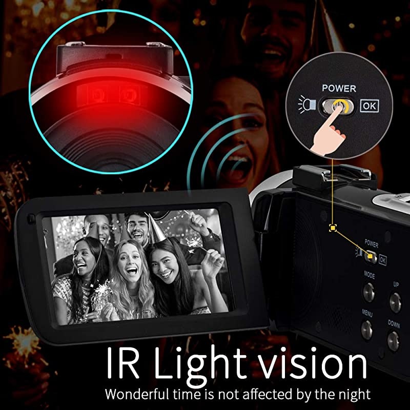 Full Upgrade?  Ultra HD Video Camera Camcorder with Powerful Microphone 1080P Vlogging Camera YouTube Digital Recorder Camera,Lens Hood, Battery Charger