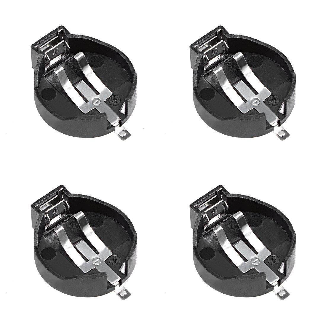 uxcell 4 Pcs CR2450 Horizontal Coin Button Battery Holder Black Container Case
