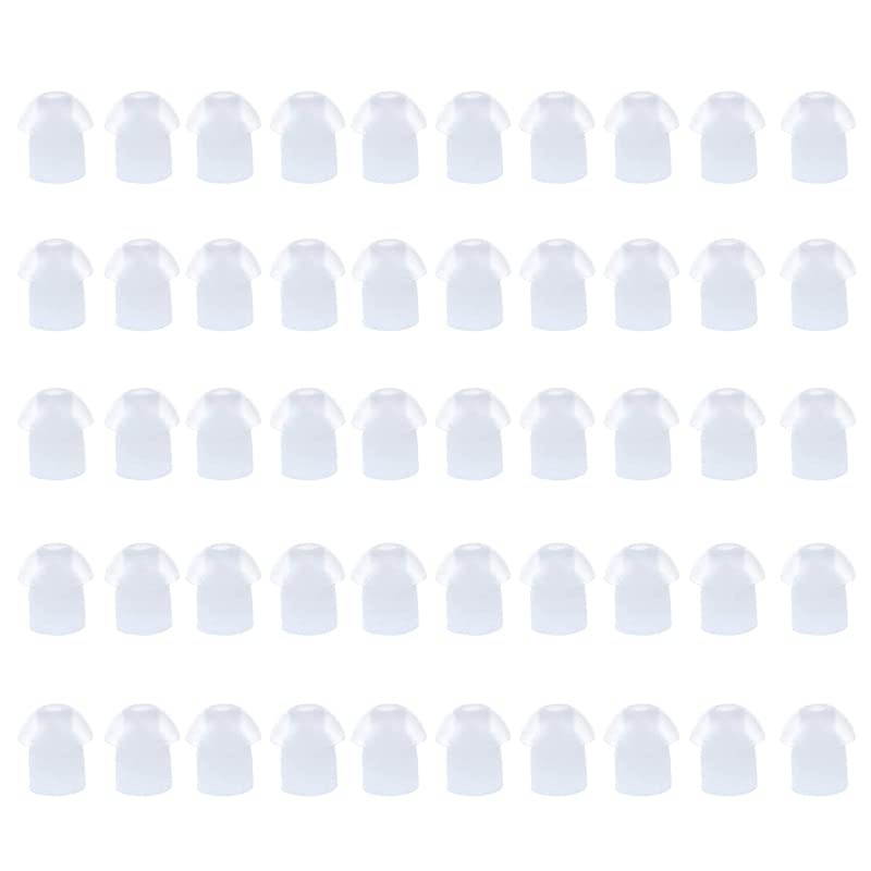 Soft Silicone Rubber Replacement Mushroom Earbud Ear Tips for Acoustic Tube 2 Way Radio Earpiece Headset White 50 Pack