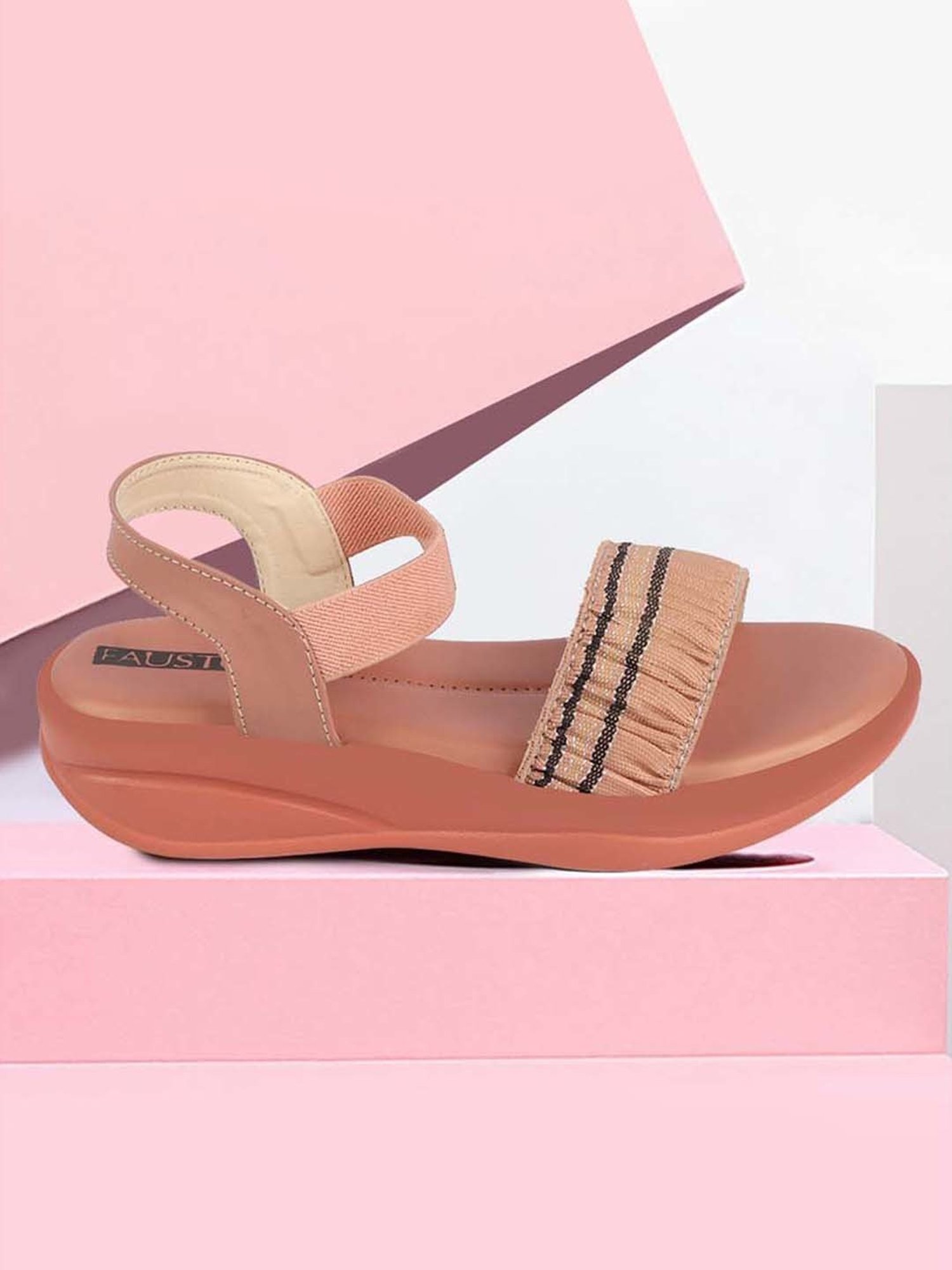 Fausto Women's Pink Ankle Strap Wedges