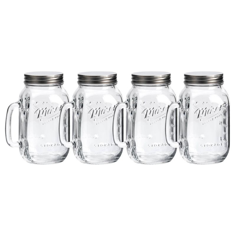 32oz 4pk Glass Drinking Jars with Handles - Mason Craft & More