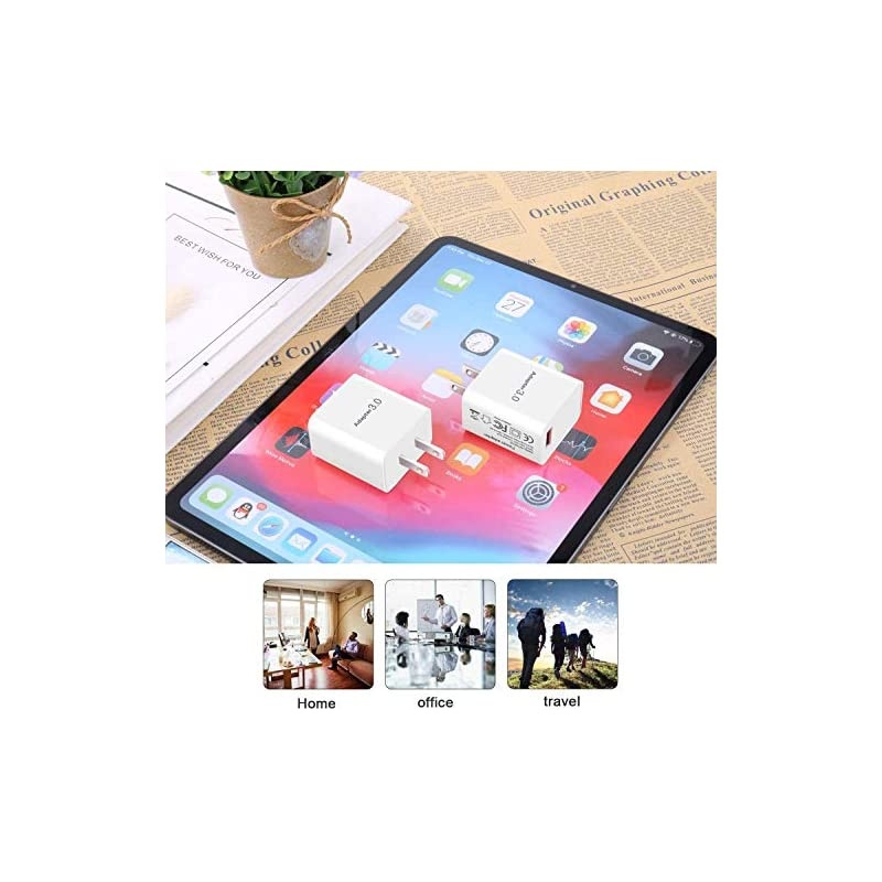 QC 30 Wall Charger Adapter  2Pack 18W USB Wall Charger Block Fast Phone Charger USB Plug Compatible with Samsung Galaxy s10 S8 S9 Note 8 iPhone iPad Tablet LG HTC White