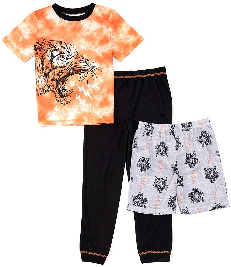 Komar Kids Little/Big Boys 4-16 Tie-Dye Tiger 3-Piece Pajamas Set