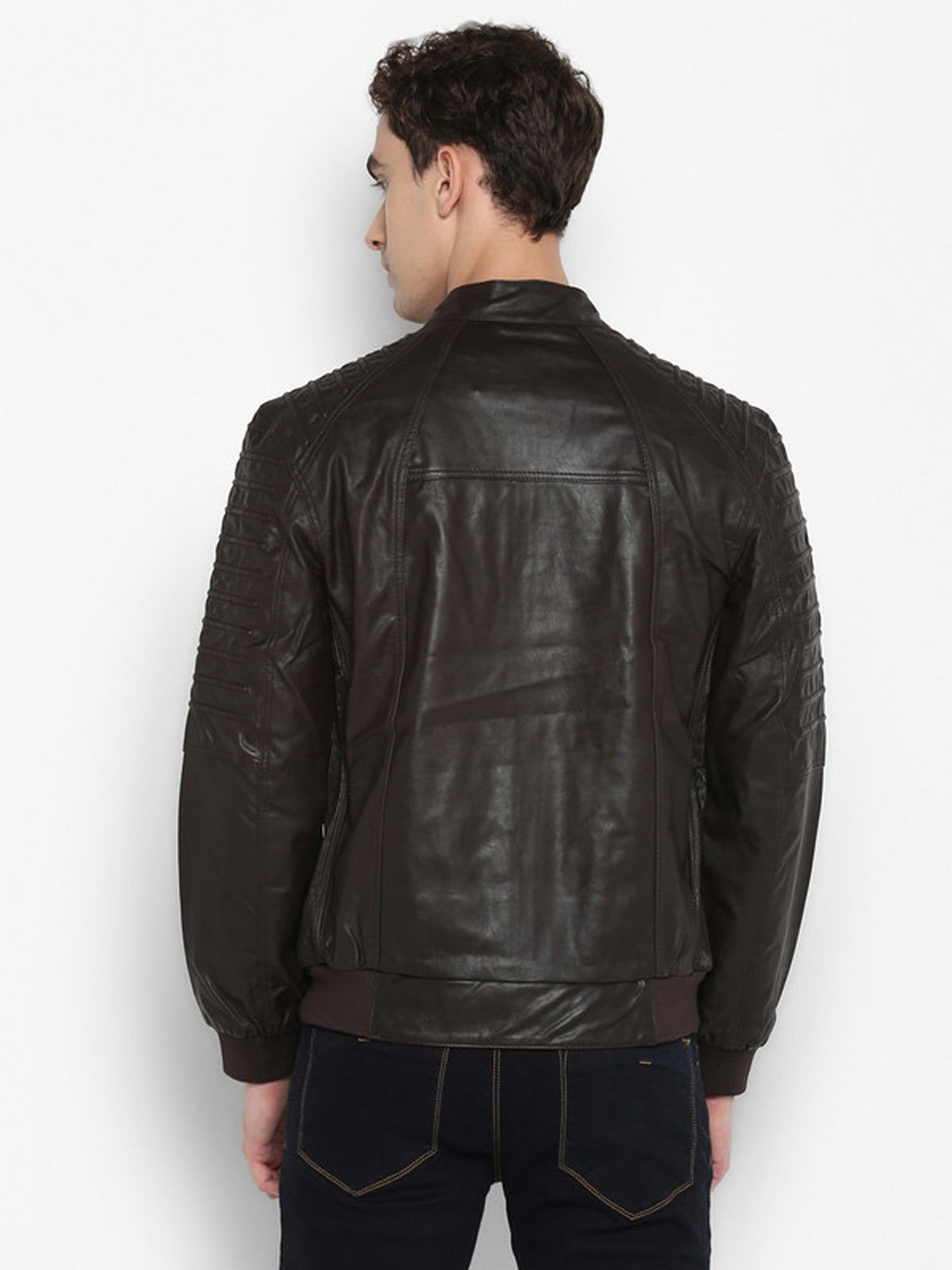 Turtle Brown Regular Fit Biker Jacket