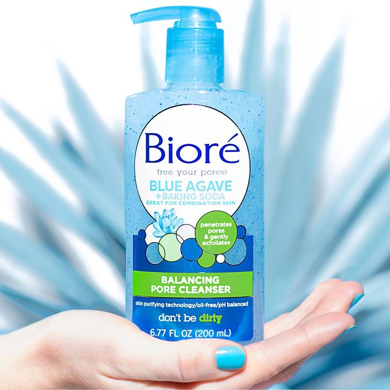 Biore Blue Agave + Baking Soda Oil Free Face Wash - 6.77 fl oz