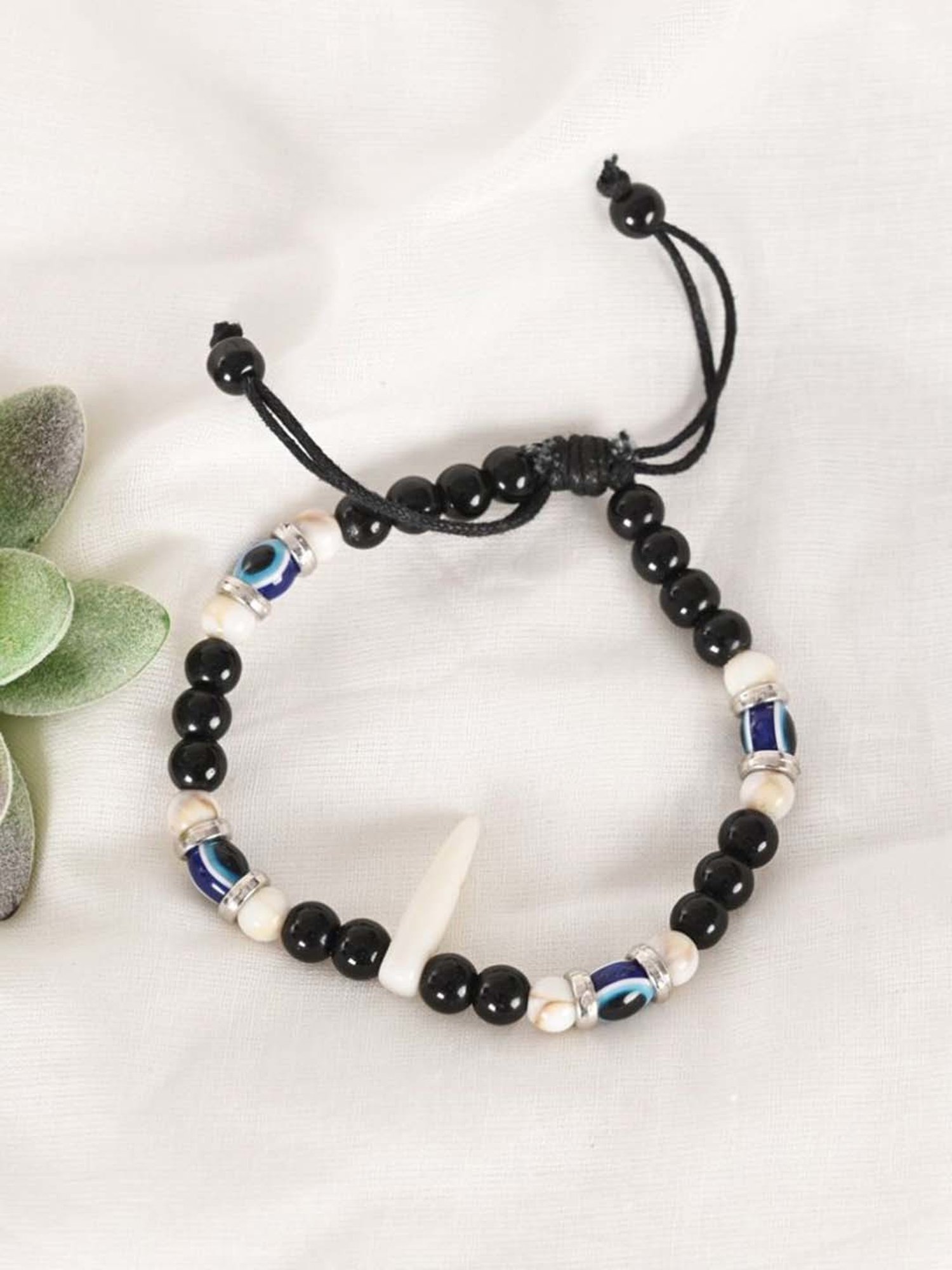 NVR Pearl Evil Eye Adjustable Bracelet for Unisex