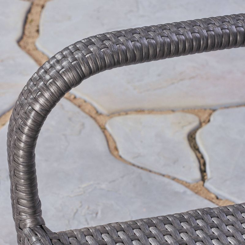 Sanders 3pc Acacia Wood & Wicker Bistro Set - Gray - Christopher Knight Home