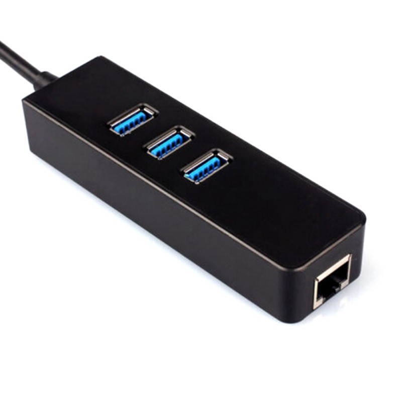 New 3 Port USB 3.0 Hub 10/100/1000 Mbps RJ45 Gigabit Ethernet LAN Wired Network Adapter