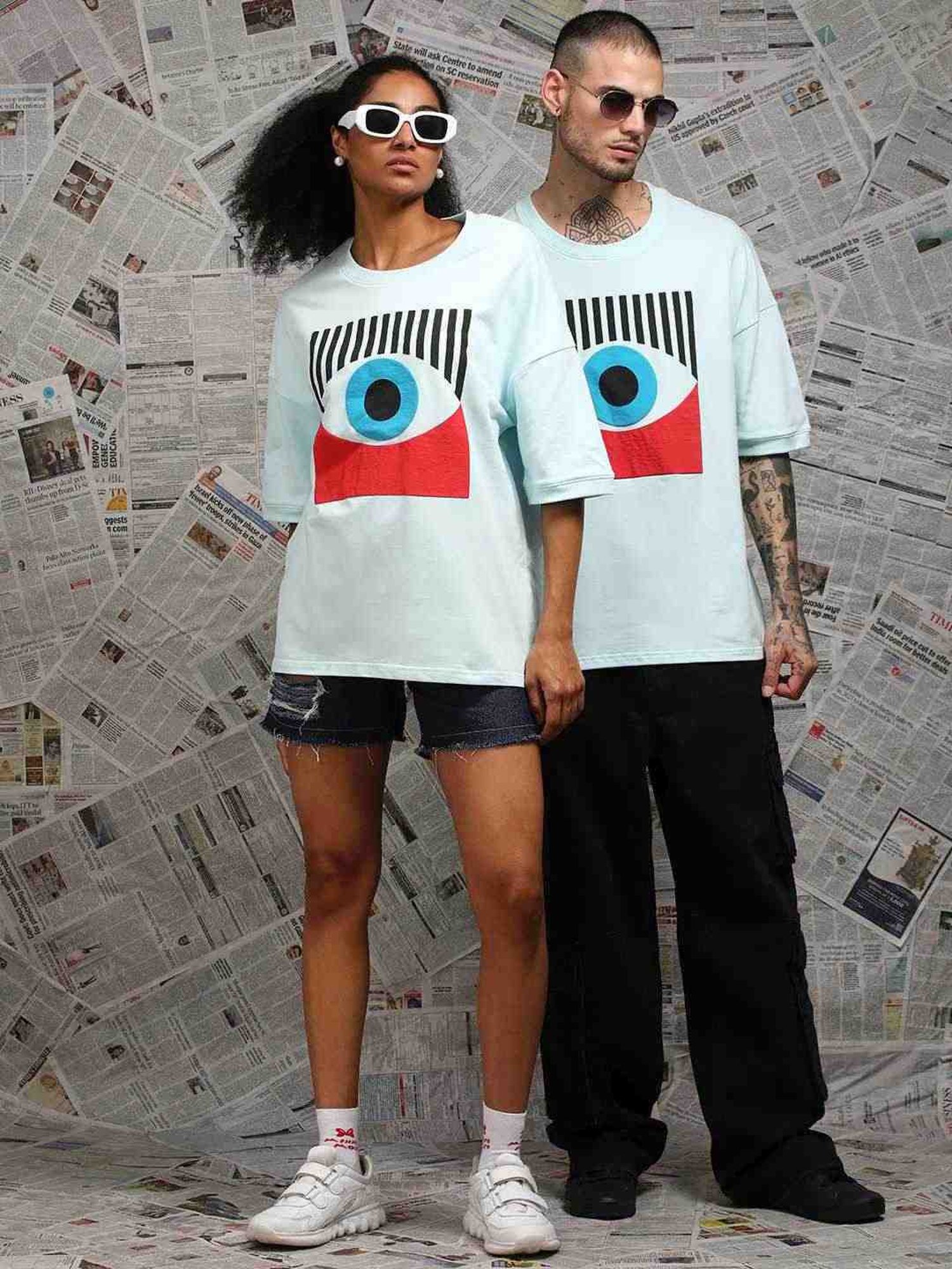 Dillinger Blue Loose Fit Printed Unisex T-Shirt