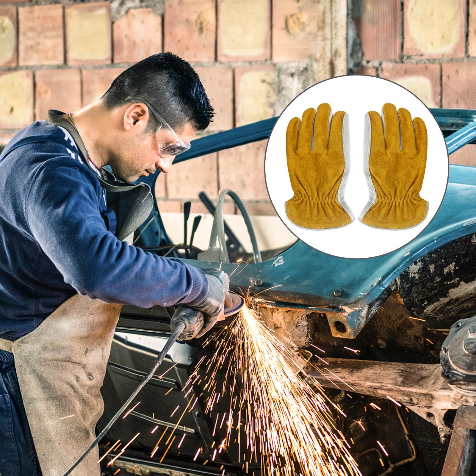 1 Pair Gardening Protective Gloves Welding Gloves Anti-slip Gloves for Work Home