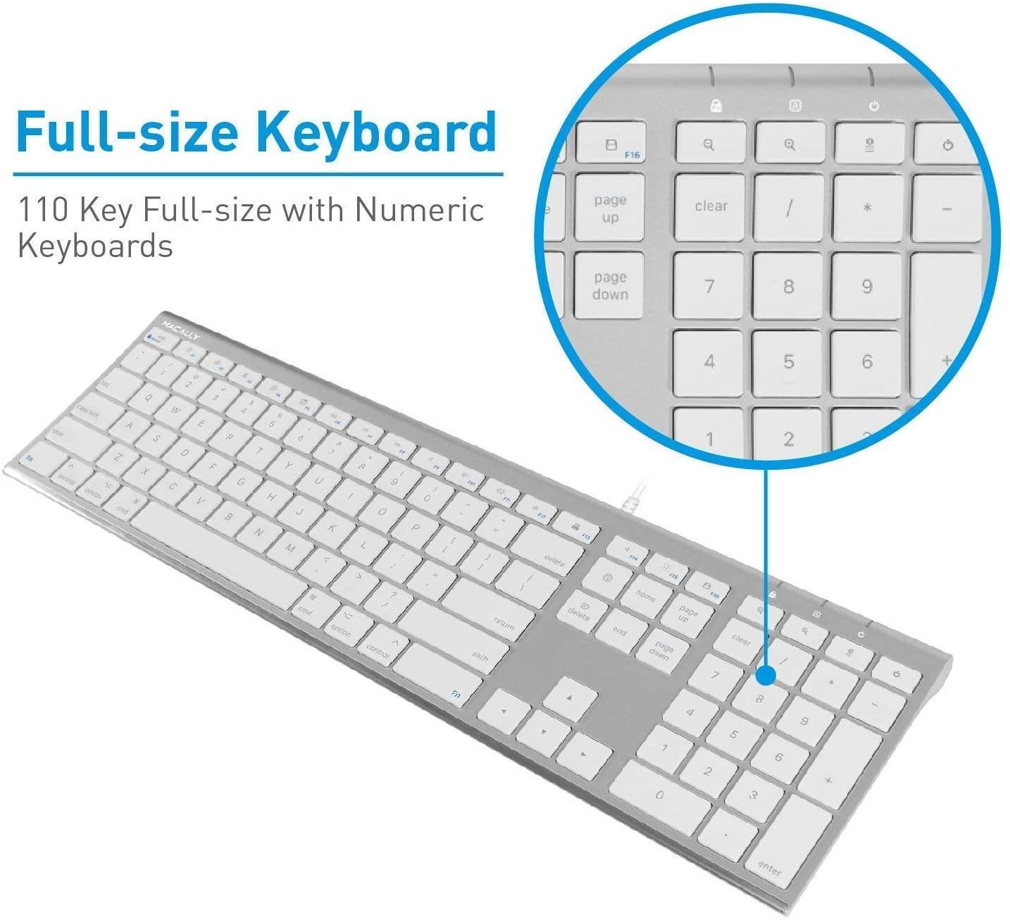 Macally Ultra Slim Wired Computer Keyboard and Vertical Laptop Stand, Declutter to Boost Productivity
