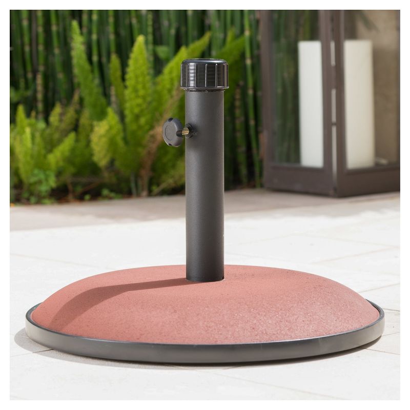 Terracotta 33lbs Round Concrete and Iron Umbrella Base - Brownish Red - Christopher Knight Home
