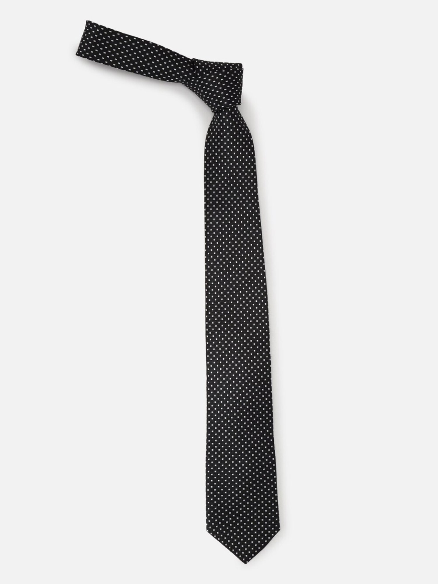 Louis Philippe Black Embroidered Tie