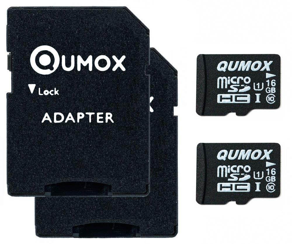 2pcs Pack QUMOX 16GB MICRO SD MEMORY CARD CLASS 10 UHS-I 16 GB HighSpeed Write Speed 12MB/S read speed upto 70MB/S